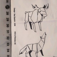 Ikea of Sweden Fabric 1 Yard Black White Origami Animal Print Asa Ekstrom 2008