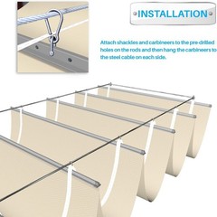 4’W x 16’L Waterproof Pergola Shade Cover Retractable Canopy Replacement,