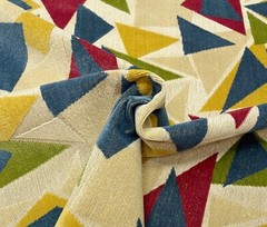 CLARENCE HOUSE MURANO MULTI ART DECO GEO MODERN LINEN VELVET FABRIC BY YARD 50″W