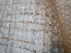 Off White Tan Pink Blue Rust Upholstery Mingled Linen Cot. Blend Fabric 14 Yds