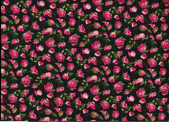 1 Yard PRECUT David Textiles Wild Rose on Black Print 100% Cotton Quilt Fabric