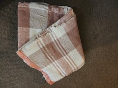 Vintage Wool Cutter Blanket Fabric Pink Plaid Check 70×150 Upcycle Crafts Sewing