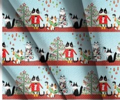 Meowy Christmas Repeating Stripe 1623299B Cotton Fabric half yd contious cut