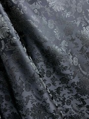 BLACK EMBROIDERED FLORAL BROCADE FABRIC (54 in.) Sold By The Yard