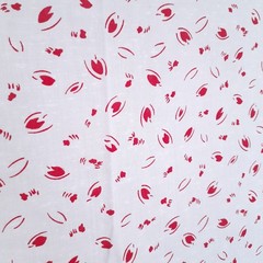 Vintage Wamsutta OTC Cotton White and Red Abstract Print Fabric 1 1/2 yards