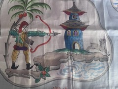 Clarence House Jeux Chinois Fabric in Robin Egg Blue Remnants- 2 Pieces