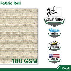 6ft Beige Sun Shade Fabric Roll Replaceable Canopy Pergola Multi-purpose Cloth