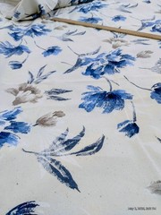 Vintage 1986 House ‘N Home Fabric/ Blue Floral Watercolor Decorator/ Cotton/BTY