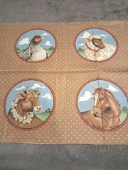 Vintage VIP Cranston Farmlife Fabric Panel 10 Uncut Blocks