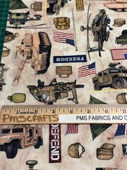 QT Patriotic Military 100% cotton fabric by the yard 36 x 44 -30937 A Lt Brown