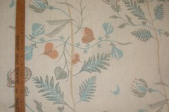 5.55 Yds Lewis Wood Fabric Floreat Sienna 100% Linen Upholstery Pillows 200″