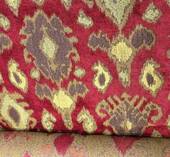 Woven IKAT Chenille RUBY Home Decor Upholstery Cushion Pillow Sewing Fabric BTY