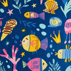 Ocean Fat Quarters Fabric Bundles for Quilting, Cute Mysterious