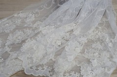 Vintage Cotton Embroidery Mesh Lace Fabric Tulle Lace Wedding Dresses Couture