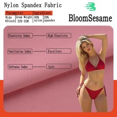 2 Yards BeigeWhite Nylon Spandex Fabric 220 GSM 63 Inch 4Way Stretch Swim
