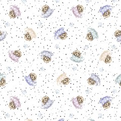 Maywood Whiskers & Paws by Hannah Dale10419 W White Dogs In Tiny Teacups Cotton