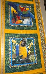 RARE COTTON FABRIC WINGS OF PARADISE PARROT BIRD NATURE PANEL PILLOW CRAFT QUILT