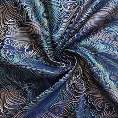 Brocade Fabric Viscose 29″ Wide Yarn Dyed Peacock Feather Designer Material