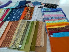 11 Pound Lot COTTON Quilt Fabric Fat Quarters and Larger, Squares, and Strips