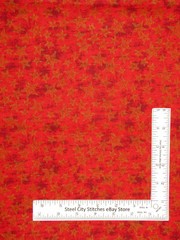 Patriotic Fabric 20″ Length Gold Accented Stars on Red Cotton David Textiles