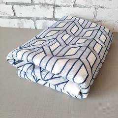 3 Yds Fabricut Lagunita Sky Fabric Upholstery Embroidered Geometric Blue White