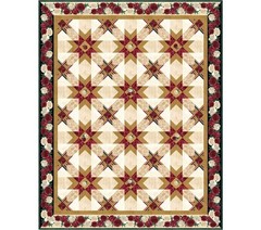 Wilmington Prints – Crimson Blooms – Repeating Border Stripe – Multi, Fabric BTY