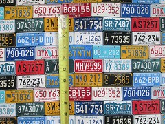 RETRO LICENSE PLATE ROUTE 66 HISTORICAL PLATES COTTON FABRIC FQ