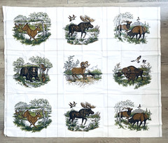 Cranston Fabric Ivory Panels Native American Wildlife Moose Bear Buffalo 37 x 45