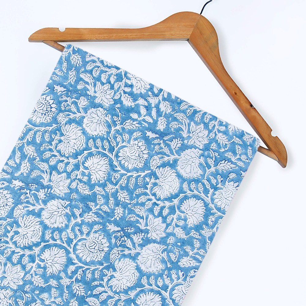 5 Yards Indian voile Fabric Cotton Sanganeri Hand Block Print Floral Fabric