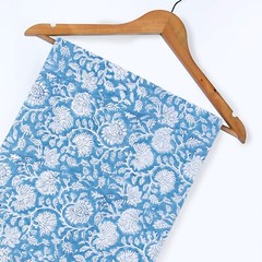 5 Yards Indian voile Fabric Cotton Sanganeri Hand Block Print Floral Fabric