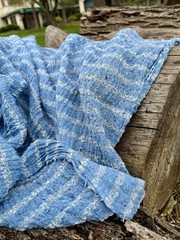 Indigo Blue Textured Sheer Linen Fabric | 3D Cotton | 2 Yards.