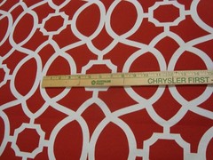 1 of 30 yds Bryant Traditions Fabric In/Outdoor Ottoman Trellis Red 54″x 36″ BTY