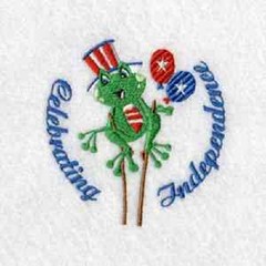 PATRIOTIC FROGS,, Quilting Blocks, Machine Embroidered, 10 Designs, 12 Squares