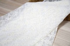 Retro Style Light Beige Floral Cotton Embroidered Mesh Lace Fabric By the Yard