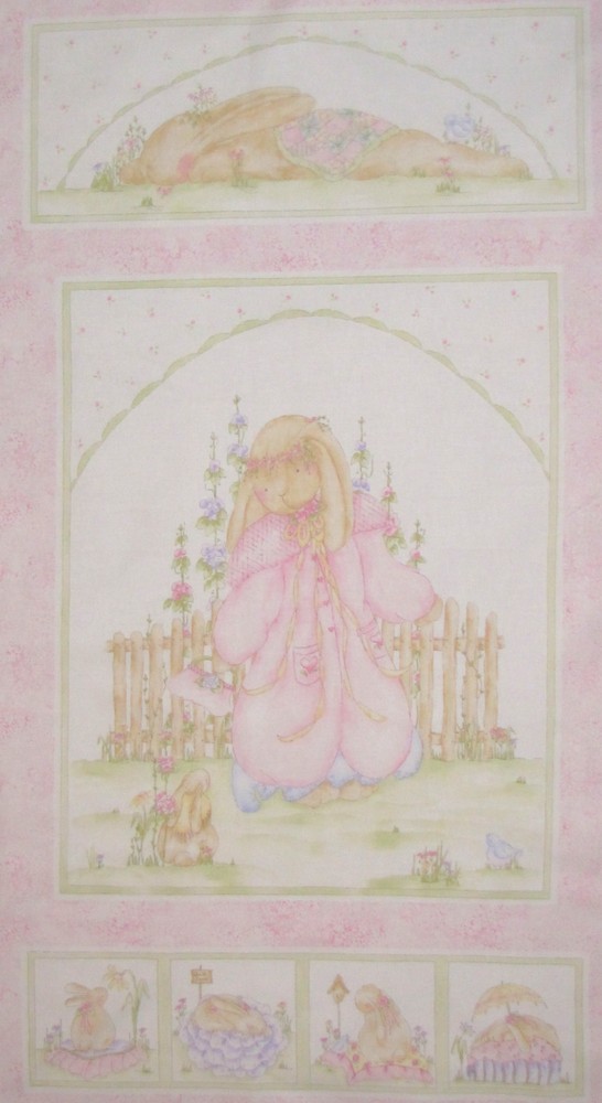 Easter Bunny Nursery Baby Rabbit Girl Cotton Fabric Cherished 24″ Panel