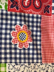 Vintage Fabric Faux Patchwork Cheater Cloth Multi Colored Approximately 44”x56”