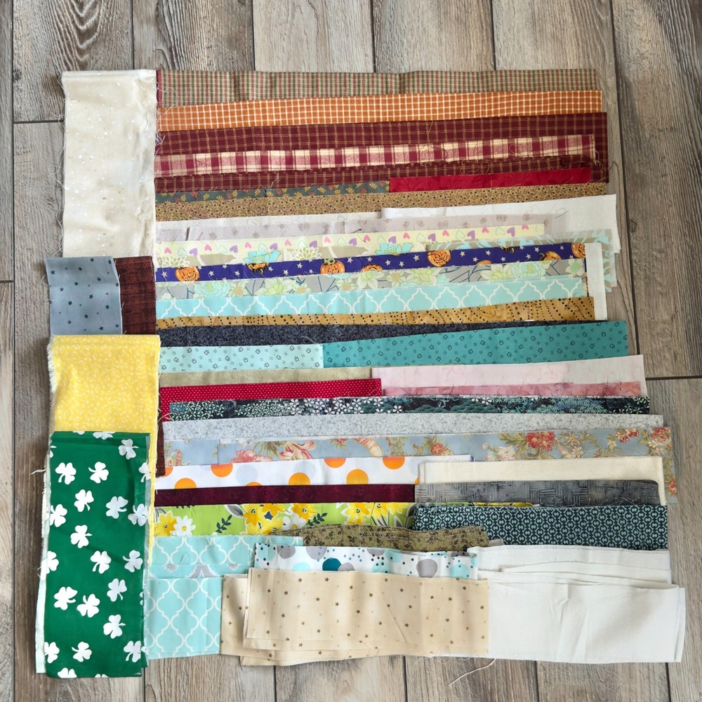 Fabric Scrap Bundle 1 Lb 11 oz Mixed Lot #7 Various Sizes and Prints As Photoed