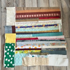 Fabric Scrap Bundle 1 Lb 11 oz Mixed Lot #7 Various Sizes and Prints As Photoed