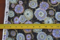 By 1/2 Yd, Green Lavender Metallic-Gold Black Cotton, Benartex/Nedelstern, M8263