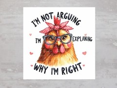 Hilarious Funny Chicken With Glasses Fabric Panel Craft Sewing Quilt Block A365