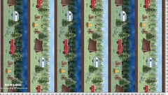 Wilmington Prints – Evergreen Escape – Repeating Border Stripe – Multi, BTY