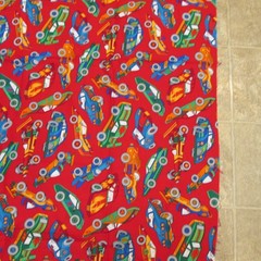 Race Car Fabric Red 44 in x 44 in remnant New