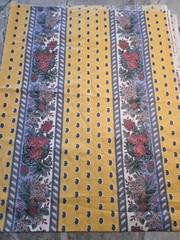 Vintage Riverdale Fabric Yellow Floral Border Print Cottagecore 80s Screen Print