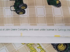 John Deere Tan White Checked Cotton Fabric Tractors Nothing Runs Like A Deere