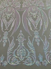 Nude Pink Blue Iridescent 4way stretch sequins Lace fabric 50” Width 1 Yard