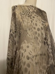 100% Silk Chiffon Abstract Leopard Print Brown Taupe Fabric By The Yard 56″ Wide
