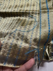 JACQUARD BROCADE FABRIC-saree blouse piece-BEIGE Golden 32″X29″ banarsi BLUE