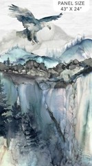 23″ X 44″ Panel Soar Moody Blues Eagles Watercolors Cotton Fabric Panel D142.26