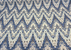 Williamsburg Bray Flamestitch Indigo Blue Drapery Upholstery Fabric By the Yard