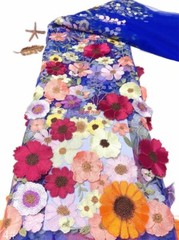 3d colorful flower Applique embroidery Lace Fabric For Wedding Dress